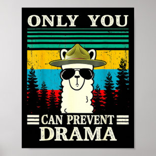 Llama Camping Only You Can Prevent Drama Vintage C Poster