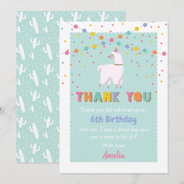 Llama Carte de remerciements (Devant / Derrière)