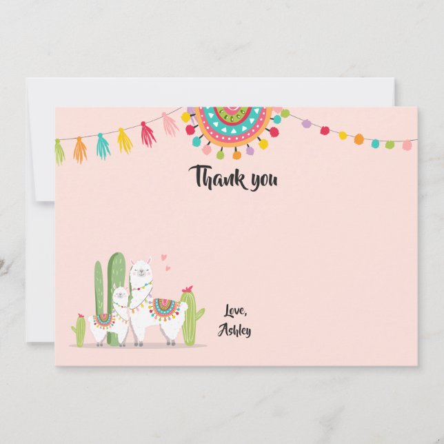 Llama Carte de remerciements douche Fiesta Cactus  (Devant)
