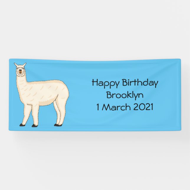 Llama cartoon illustration banner (Horizontal)