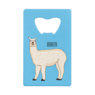 Llama cartoon illustration credit card bottle opener