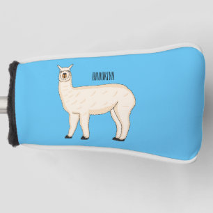 Llama cartoon illustration  golf head cover