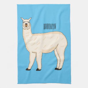 Llama cartoon illustration  kitchen towel