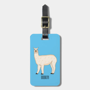 Llama cartoon illustration luggage tag