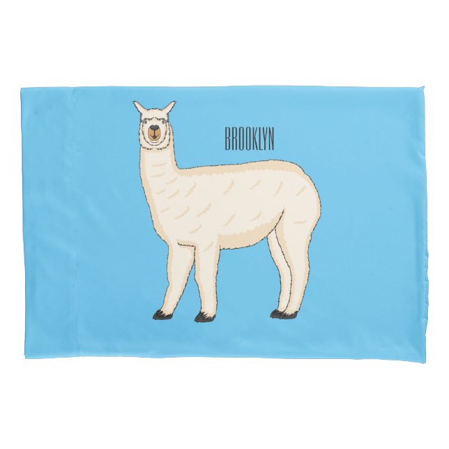 Llama cartoon illustration pillowcase (Front)