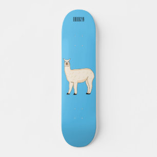 Llama cartoon illustration  skateboard