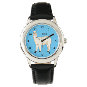 Llama cartoon illustration watch