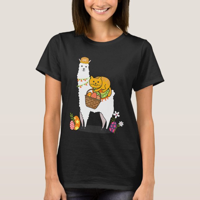 Llama Cat Egg Hunt  Cute Easter  Idea T-Shirt (Front)