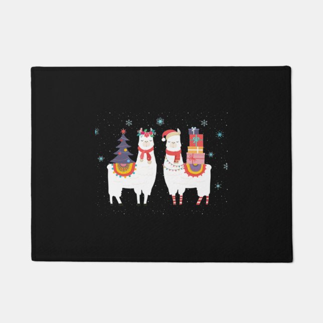 Llama Christmas - Alpaca Christmas Doormat (Front)