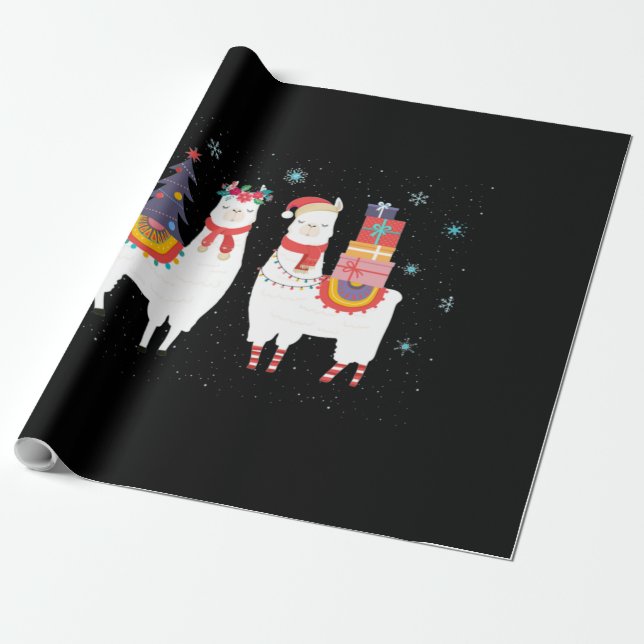 Llama Christmas - Alpaca Christmas Wrapping Paper (Unrolled)