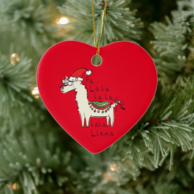 Llama Christmas Kids Cute Funny Ceramic Ornament (Tree)