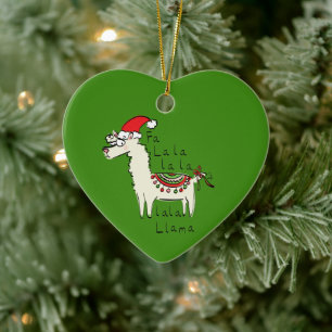 Llama Christmas Kids Cute Funny Ceramic Ornament