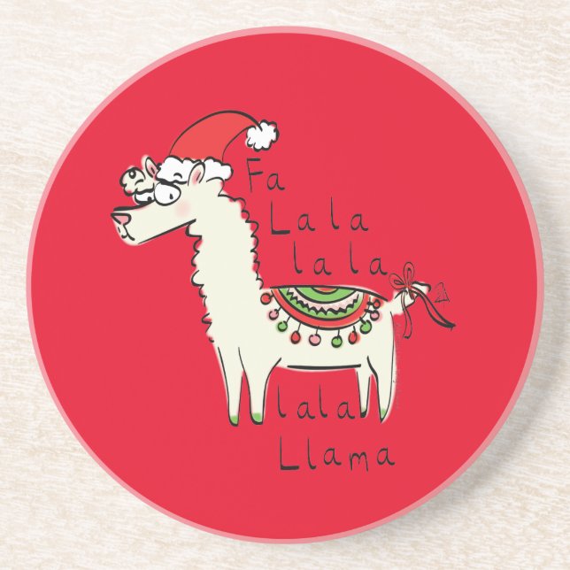 Llama Christmas Kids Cute Funny Coaster (Front)