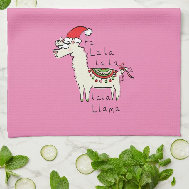 Llama Christmas Kids Cute Funny Kitchen Towel (Folded)