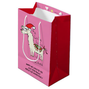 Llama Christmas Kids Cute Funny Medium Gift Bag