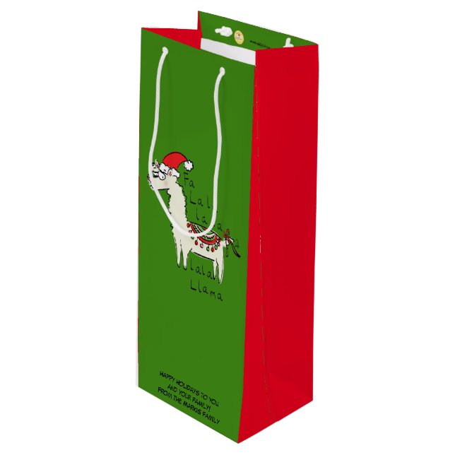 Llama Christmas Kids Cute Funny Wine Gift Bag (Front Angled)