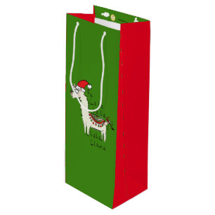 Llama Christmas Kids Cute Funny Wine Gift Bag