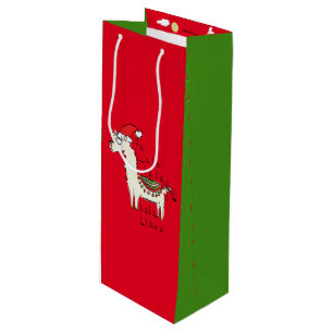Llama Christmas Kids Cute Funny Wine Gift Bag
