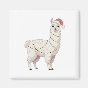 Llama Christmas Lights Sturdy Animals Lover Alpaca Magnet