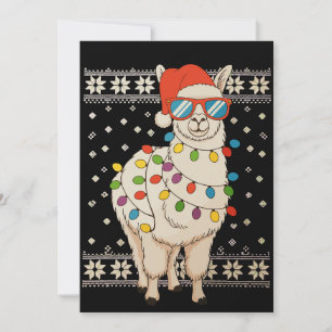 Llama Christmas Lights Ugly Xmas Sweater Holiday Card