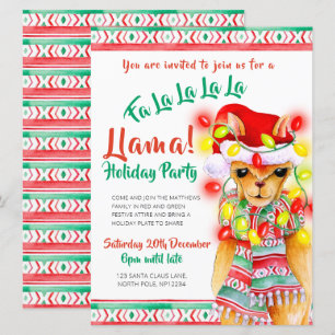 Llama Christmas party Invitation