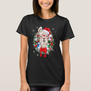 Llama Christmas Wreath Ornament Decoration Xmas Pa T-Shirt