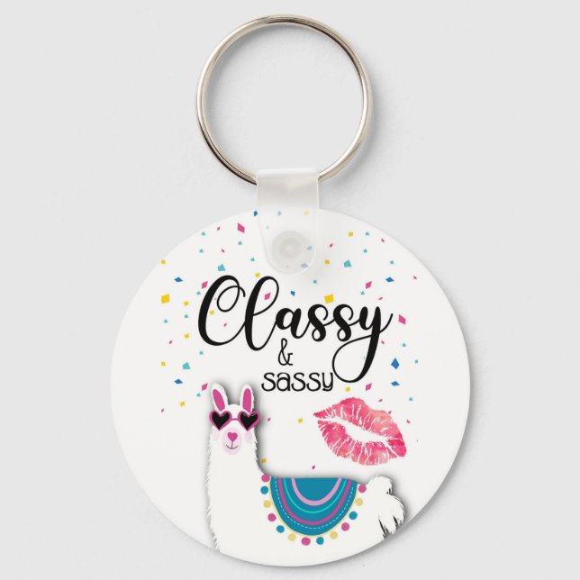 llama classy and sassy bridesmaid gift girlfriends keychain (Front)