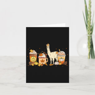 Llama Coffee Pumpkin Spice Animal Fall Thanksgivin Card