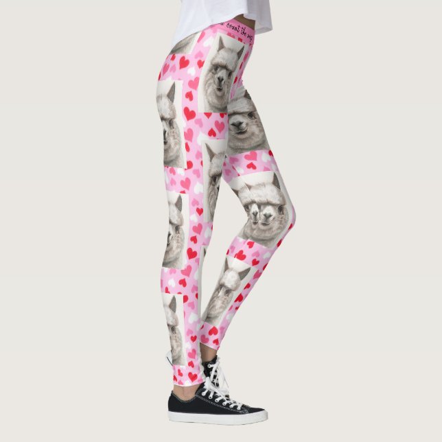 Llama Count The Ways Happy Valentine's Day Leggings (Right)