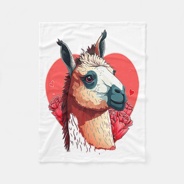 Llama Cute Alpaca Valentines Day Animal  Fleece Blanket (Front)