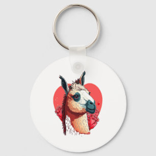 Llama Cute Alpaca Valentines Day Animal Keychain