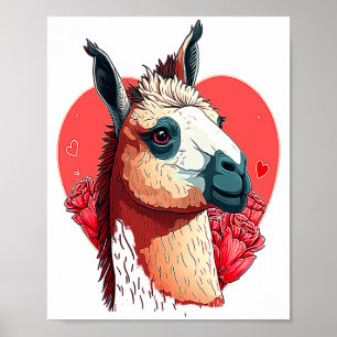 Llama Cute Alpaca Valentines Day Animal  Poster