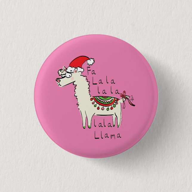 Llama Cute Funny Christmas Holiday 1 Inch Round Button (Front)