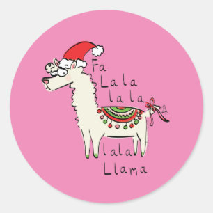 Llama Cute Funny Christmas Holiday Classic Round Sticker