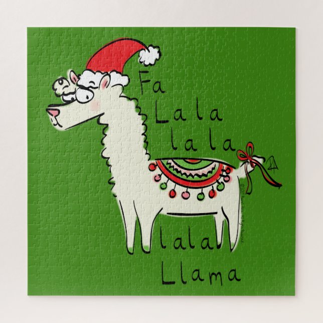 Llama Cute Funny Christmas Holiday Jigsaw Puzzle (Vertical)
