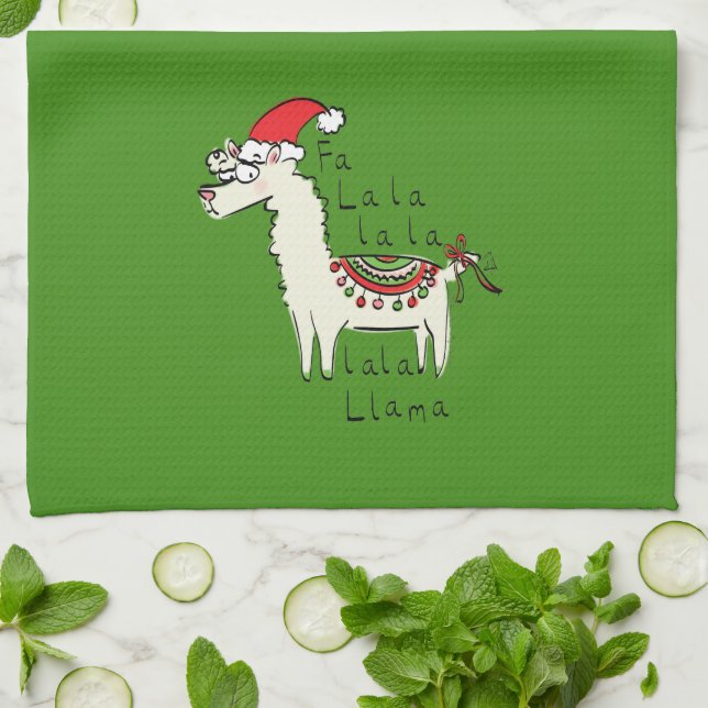 Llama Cute Funny Christmas Holiday Kids Kitchen Towel (Folded)