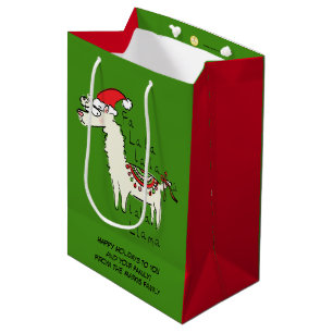 Llama Cute Funny Christmas Holiday Kids Medium Gift Bag