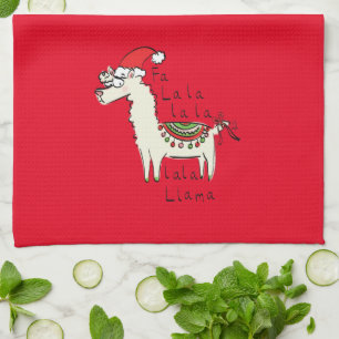 Llama Cute Funny Christmas Holiday Kitchen Towel