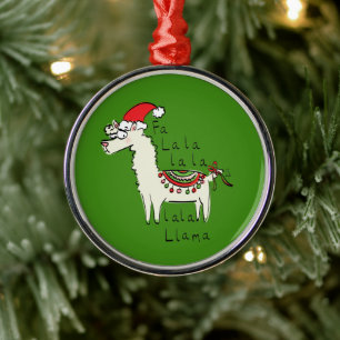 Llama Cute Funny Christmas Holiday Metal Ornament
