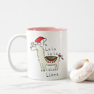 Llama Cute Funny Christmas Holiday Two-Tone Coffee Mug