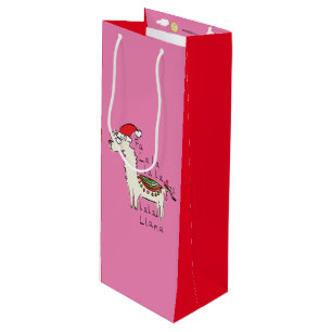 Llama Cute Funny Christmas Holiday Wine Gift Bag