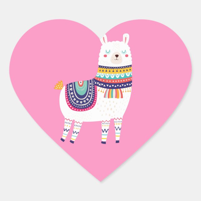 Llama Cute Heart Sticker (Front)