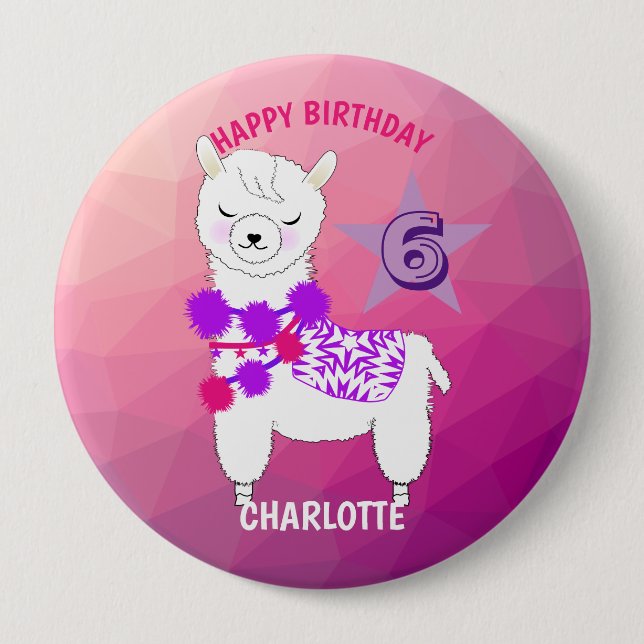 Llama Cute Thank You 4 Inch Round Button (Front)