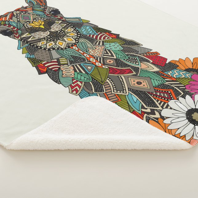 llama daisy love chalk sherpa blanket (3/4)
