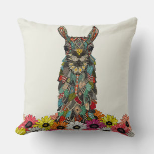 llama daisy love throw pillow