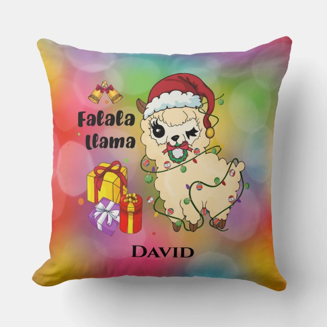 Llama de Noël Coussin de Jet (Recto)