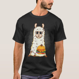 Llama Design Surprise Funny Sitting Llama W Burger T-Shirt