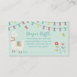 Llama Diaper Raffle Card Mint Gender Neutral