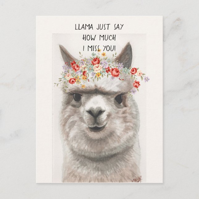 Llama Dis Juste Combien Je TE Manque Carte Postale (Devant)