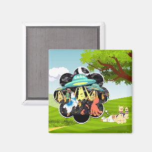 Llama Dreams Llama vs Space Squid Battle Magnet